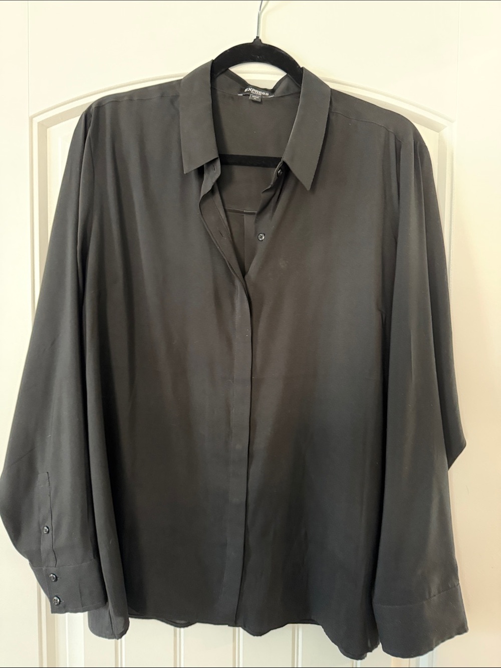 Express Button-Front Black Blouse
